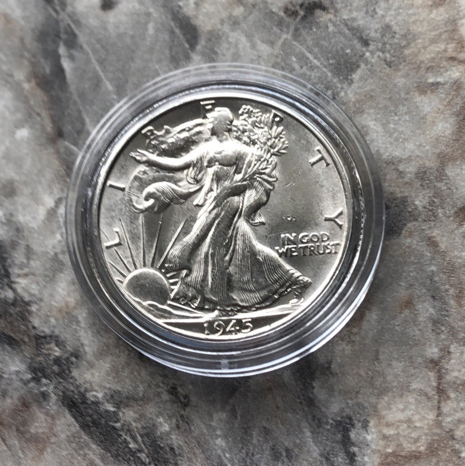 1945-S UNCIRCULATED WALKING LIBERTY SILVER HALF DOLLAR