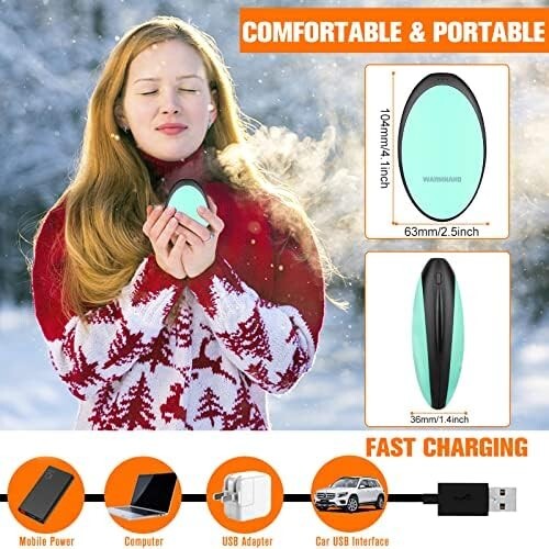 Hand Warmers Rechargeable, Portable Electric Hand Warmers Reusable for Men Women