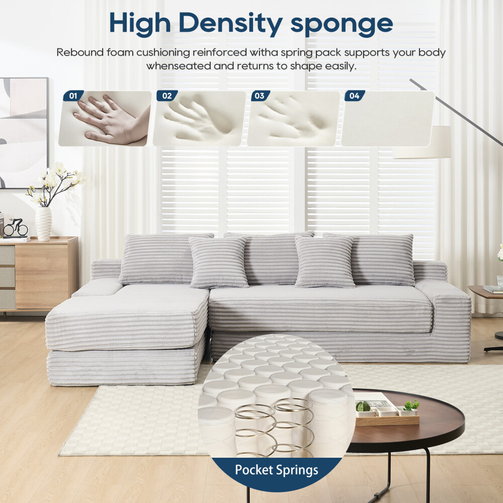 L-Shaped Sectional Couches Convertible Sofa Bed, Compression Sofa, Modular Couch