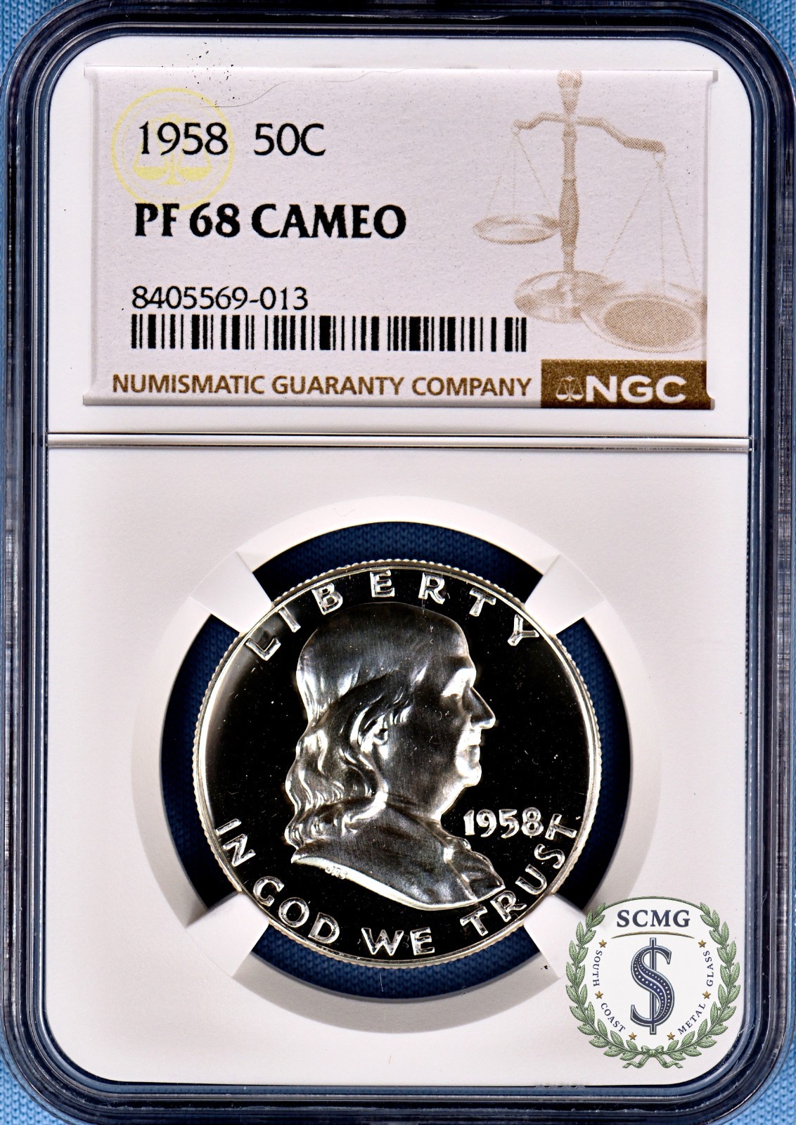 1958 Franklin Half Dollar NGC PF 68  CAMEO - Clean & Frosty Superb Gem++