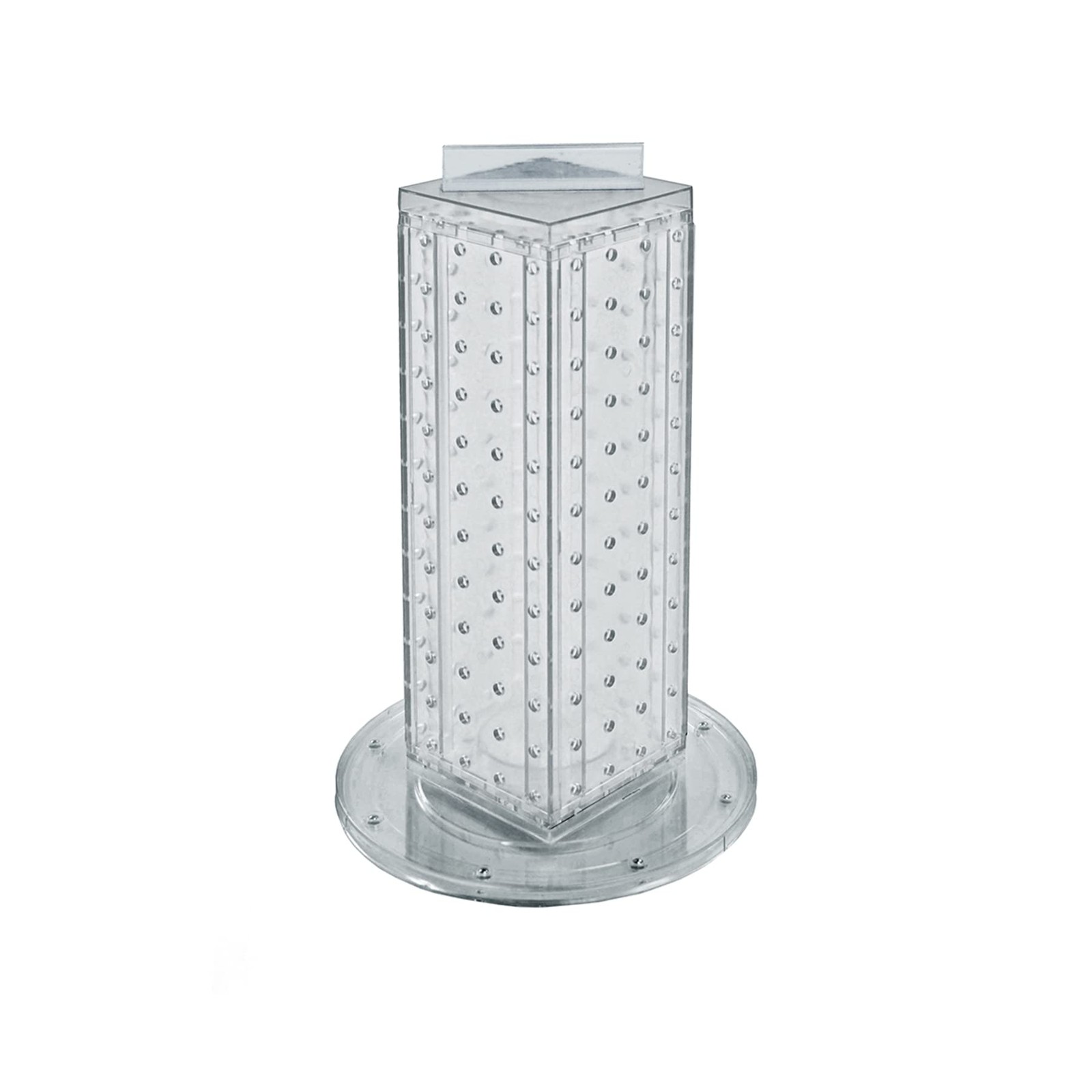 700220-CLR Pegboard 4-Sided Revolving Counter Display, Clear Translucent Color