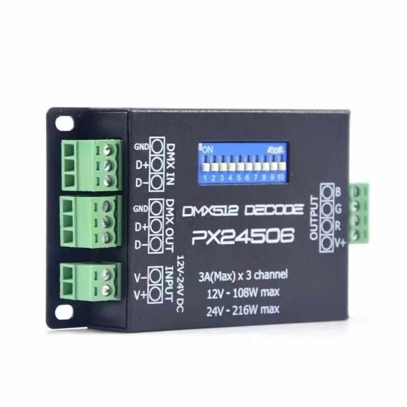 DMX 512 Decoder driver DMX512 PX24506 RGB LED controller for 12V/24V strip modul