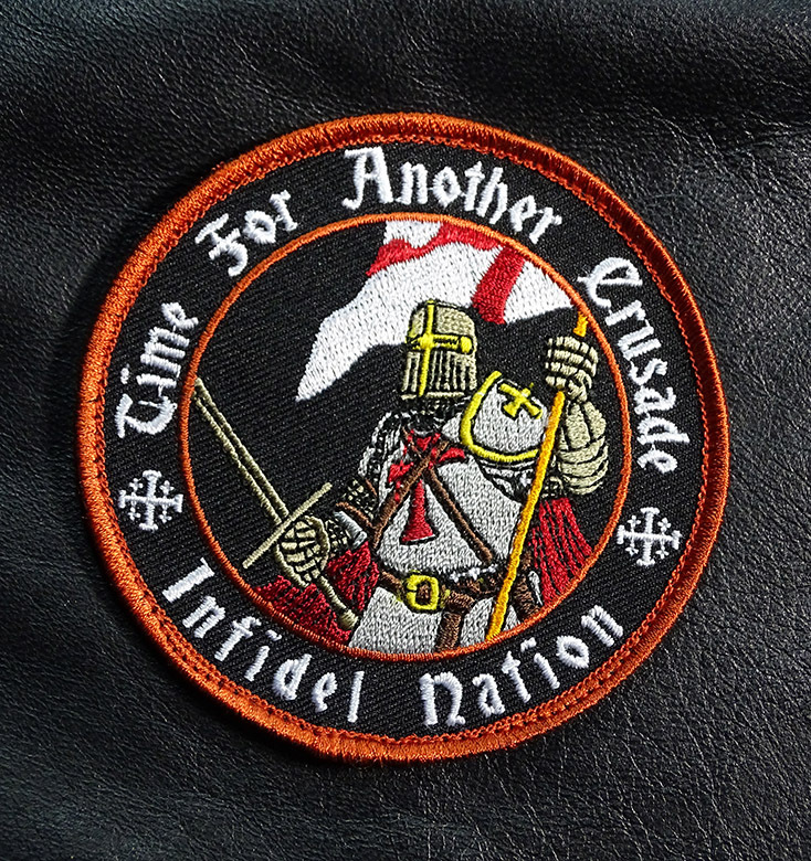 TIME FOR ANOTHER CRUSADE CHRISTIAN INFIDEL IRON ON 3.5 INCH  PATCH