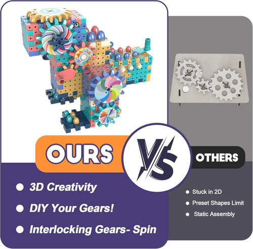 Gear Toys Interlocking Building Blocks, 150 Piece Educational Engineering...