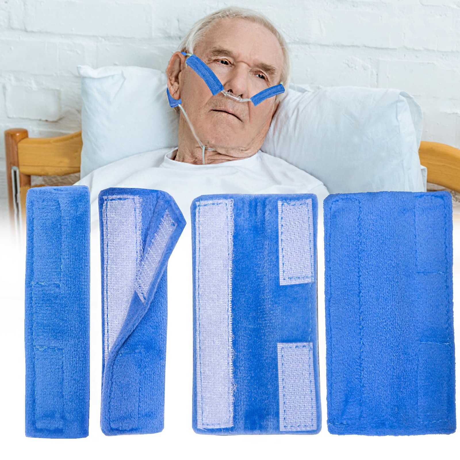 4 Pieces Nasal Cannula Ear Cushions-Soft Oxygen Pads, Soft Blue