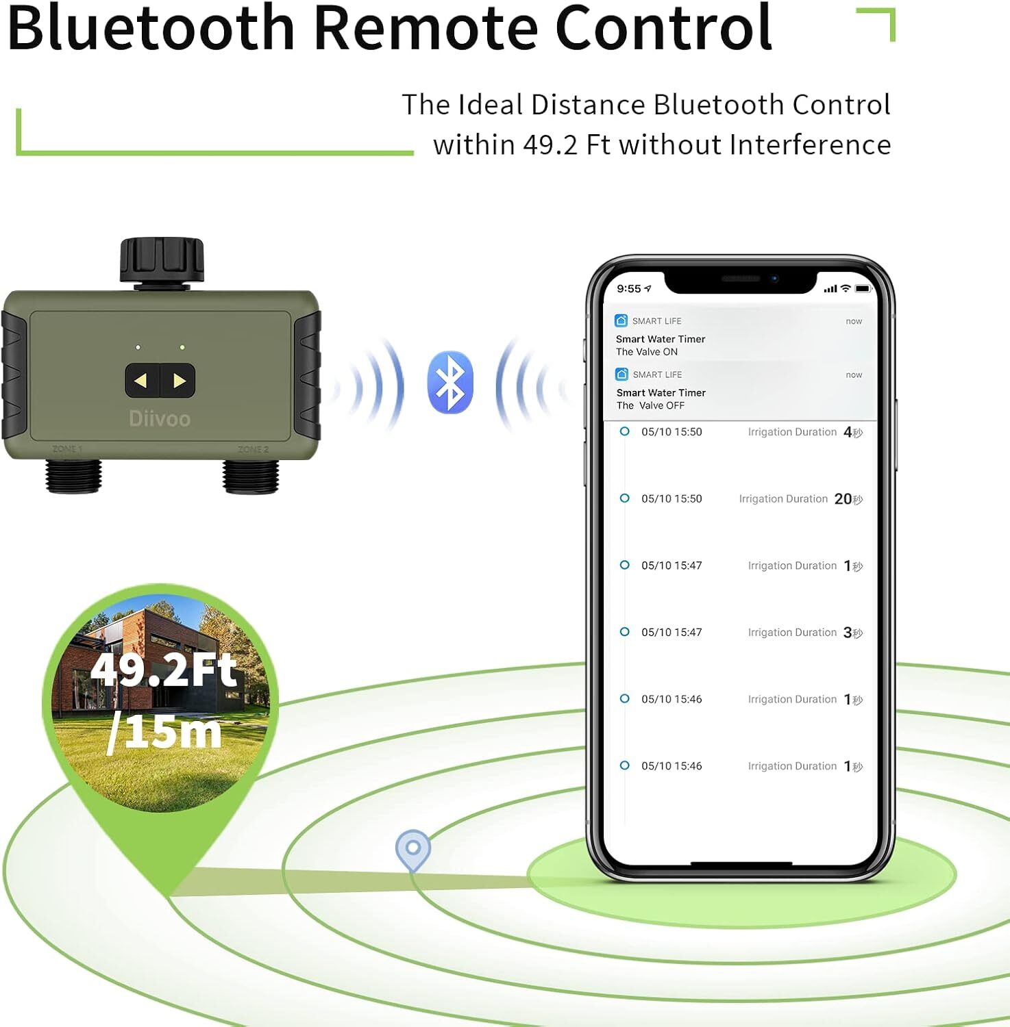 Sprinkler Timer 2Zone Bluetooth Water Timer for Garden Hose Outdoor Programmable