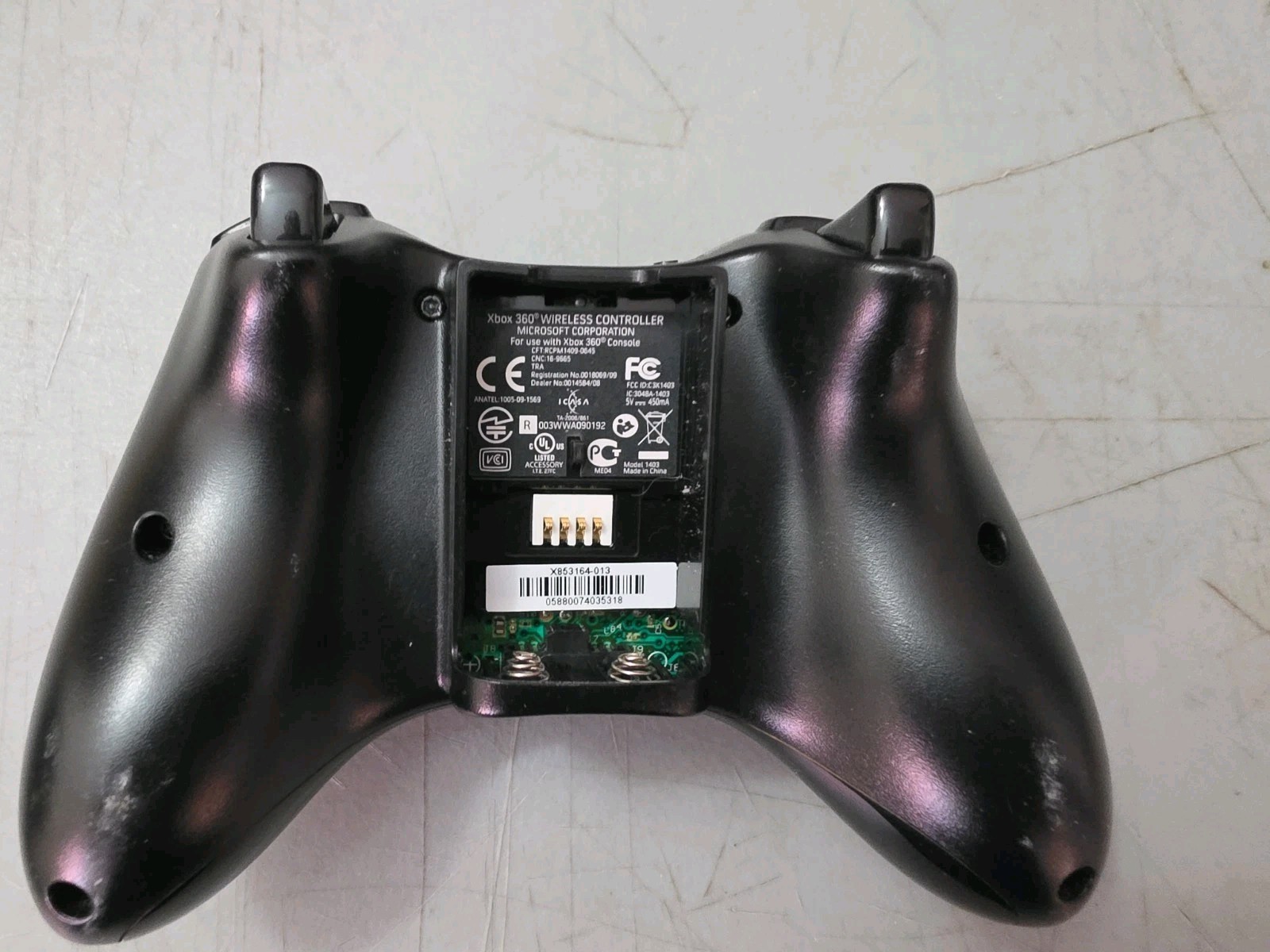 Microsoft Xbox 360 OEM Black Wireless Oficial Controller Missing Battery Cover