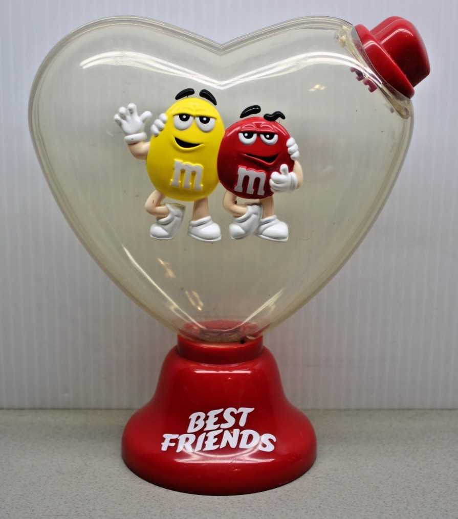 M&M's Collectible "Best Friends" Heart-Shaped Candy Dispenser " Yellow" & "Red"