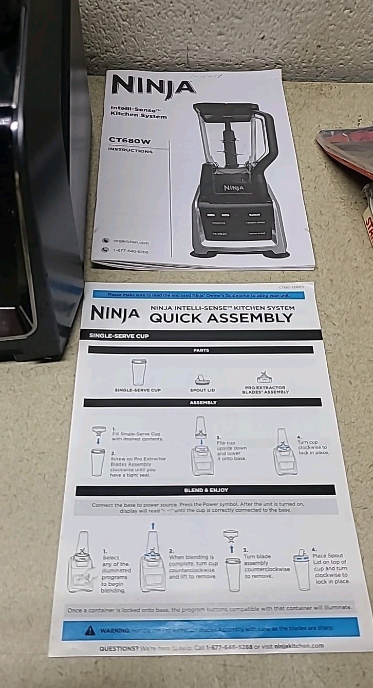 Ninja CT680CO2SS Intelli-Sense Touchscreen Kitchen System Base/Cup/Blade TESTED
