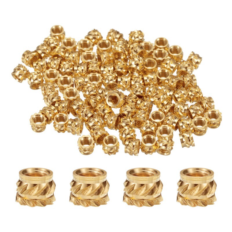 100pcs M2.5 Threaded Inserts Brass Heat Set Insert M2.5x3mm, OD 4mm Knurled Nuts