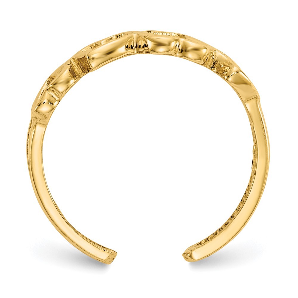 14K Yellow Gold Open Hearts Adjustable Toe Ring For Mom