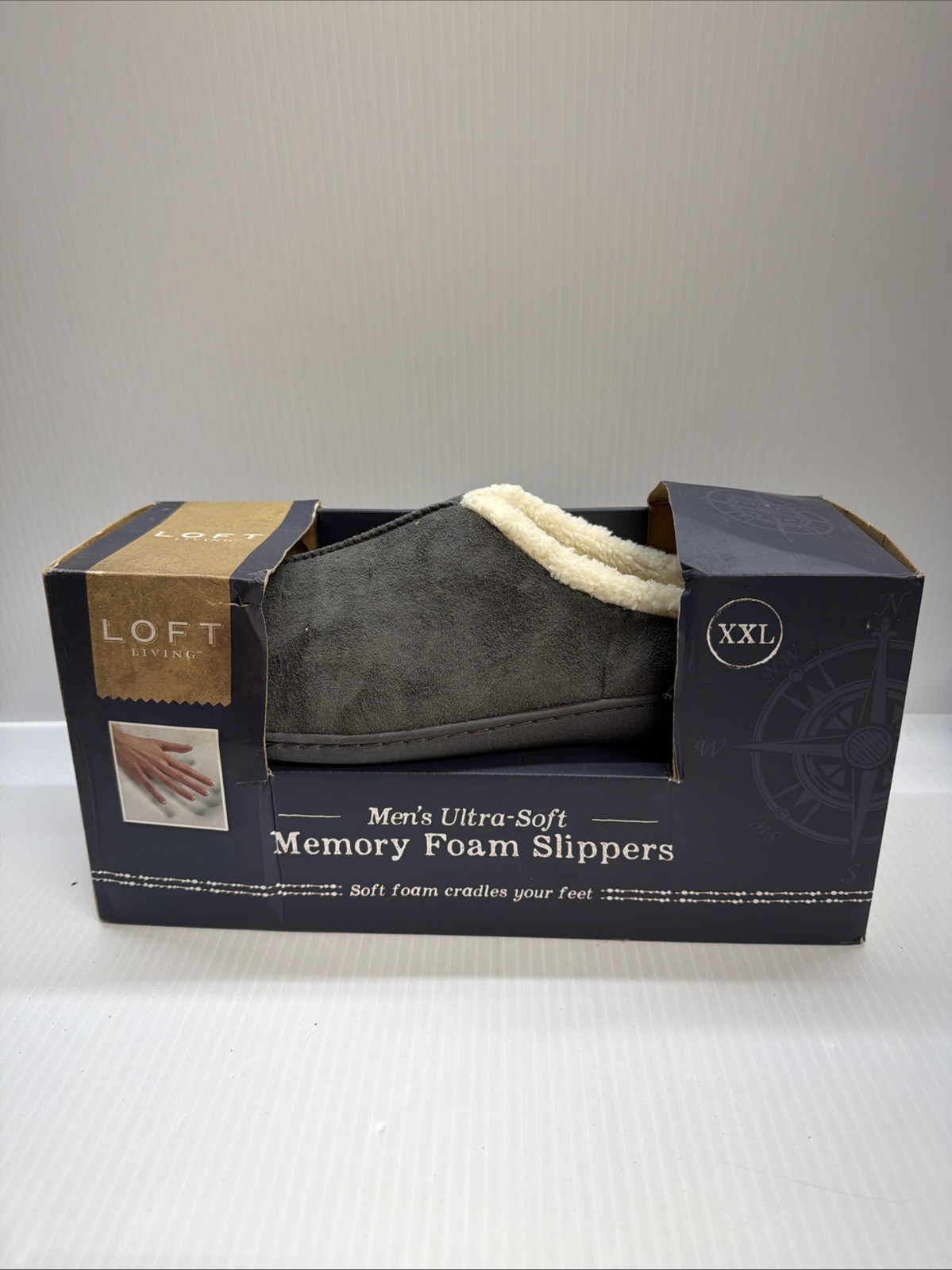 Loft Living Men's Ultra Soft Memory Foam Insulated Slippers XXL Gray