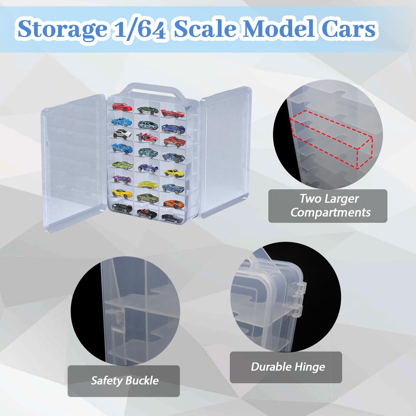 Double Sided Storage Case for Hot Wheels Storage with Carrying Handle