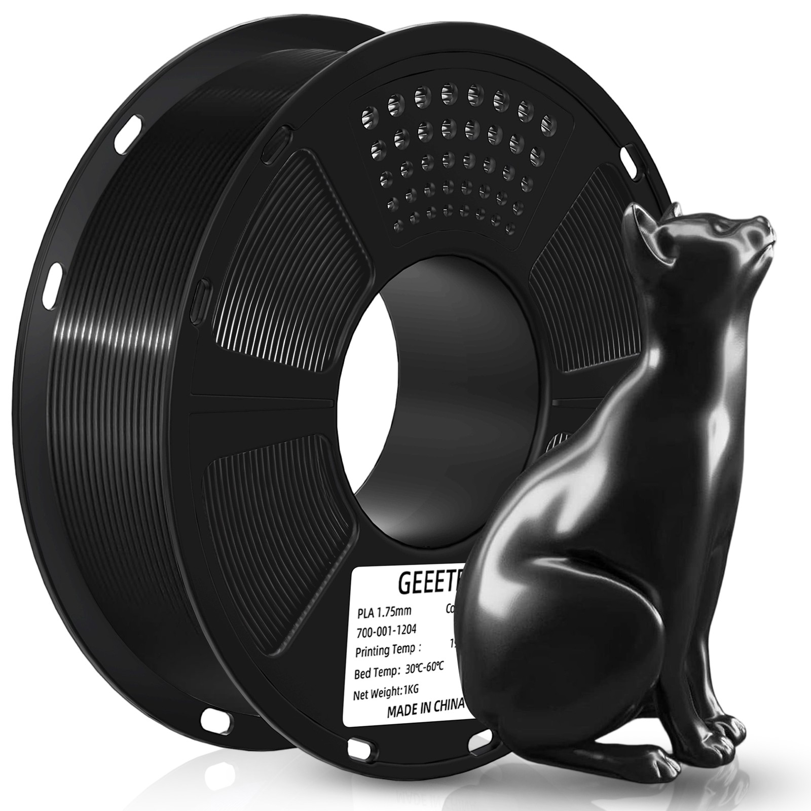 Geeetech 3D Printer Silk PLA Filament 1KG 1.75mm Black Monochrome Consumables