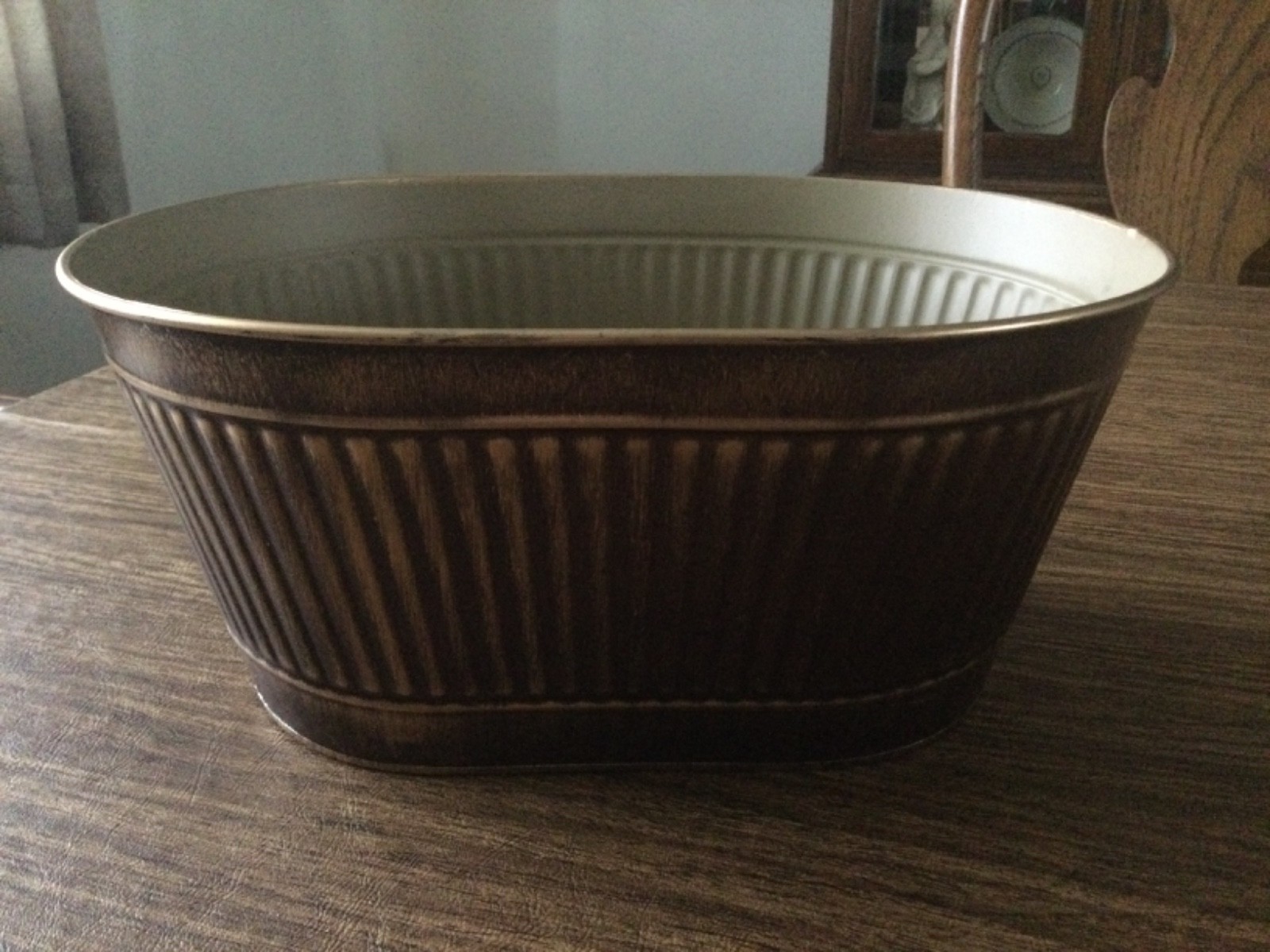 Metal Gift Centerpiece Basket 12" Wide by 5.5" High Brown
