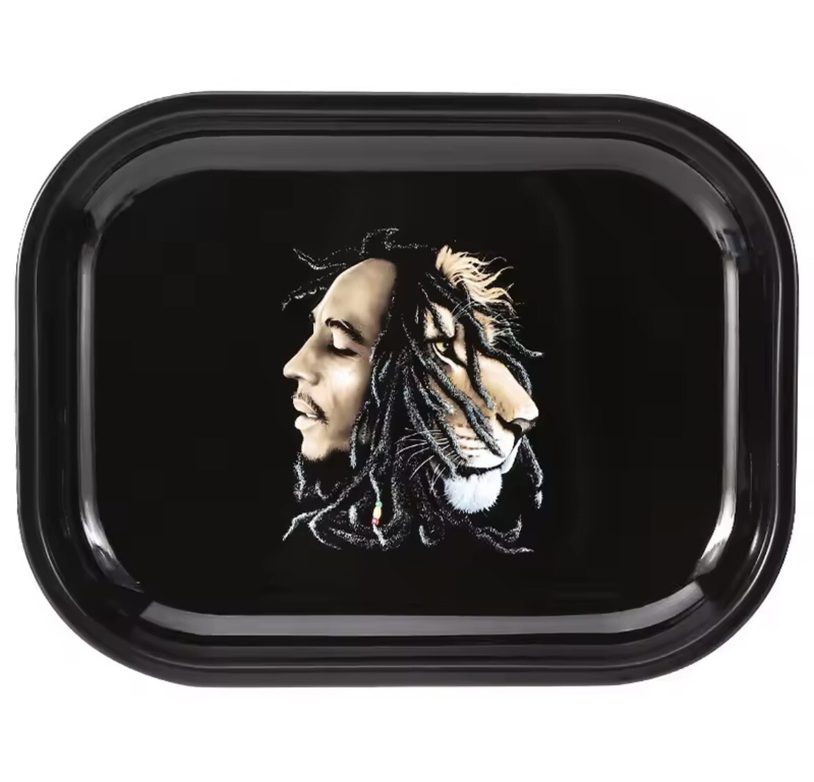 Rolling Tray Tobacco Marley Lion Style Metal Approx 7"x5.5"x.5” FREE SHIPPING