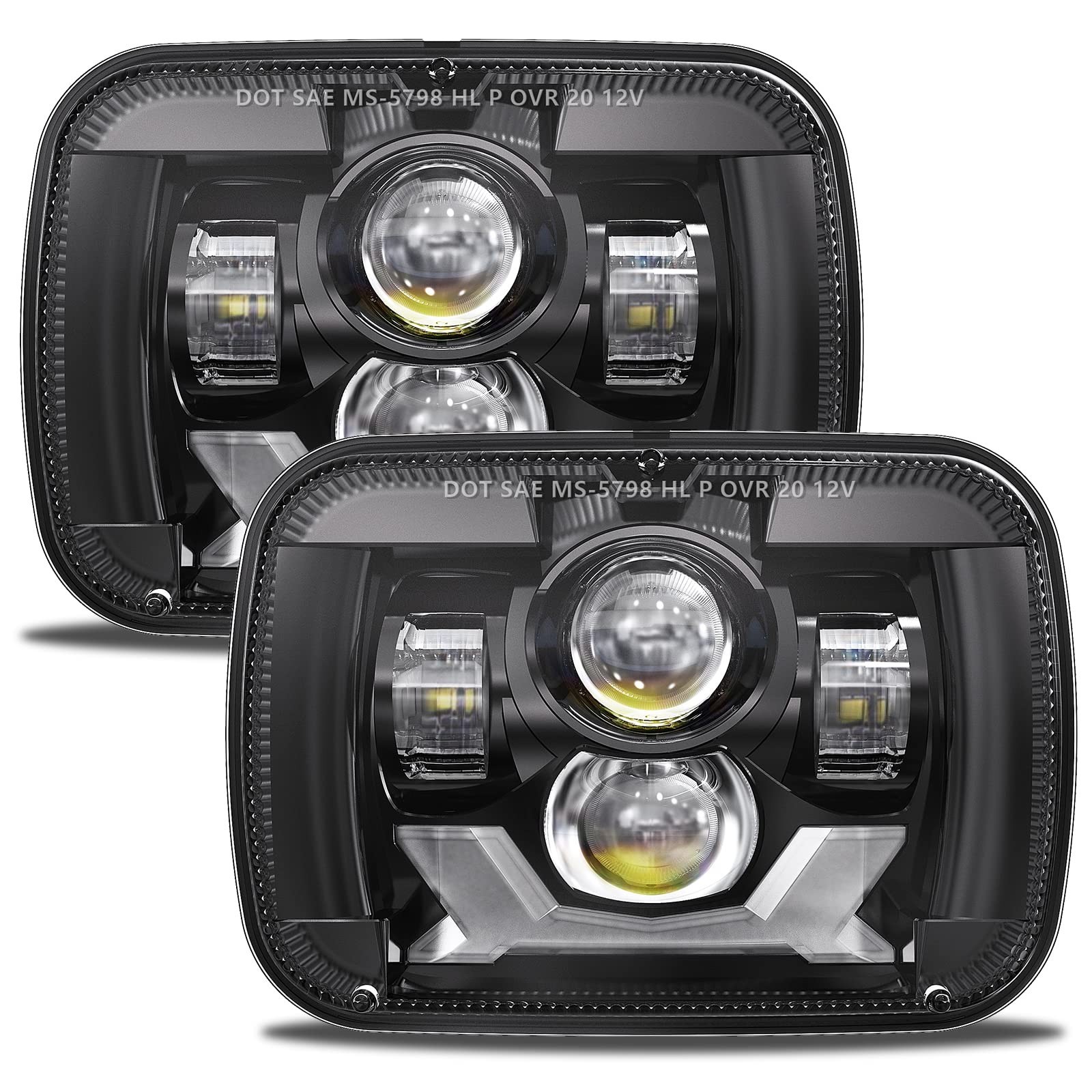 5x7 7x6 Led Headlights H6054 DOT Headlamp Compatible with Jeep Cherokee XJ 19...