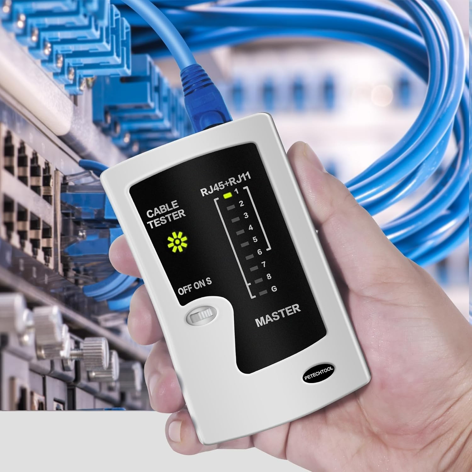 High-Performance RJ45/RJ11 Network Cable Tester with Easy-to-Read Display