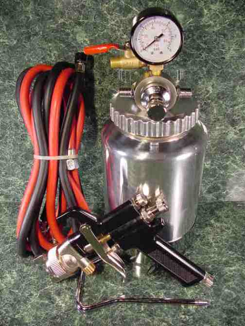 Remote 2 Quart Pressure Pot AIR SPRAY GUN Kit with Gauge and Hoses Paint Sprayer