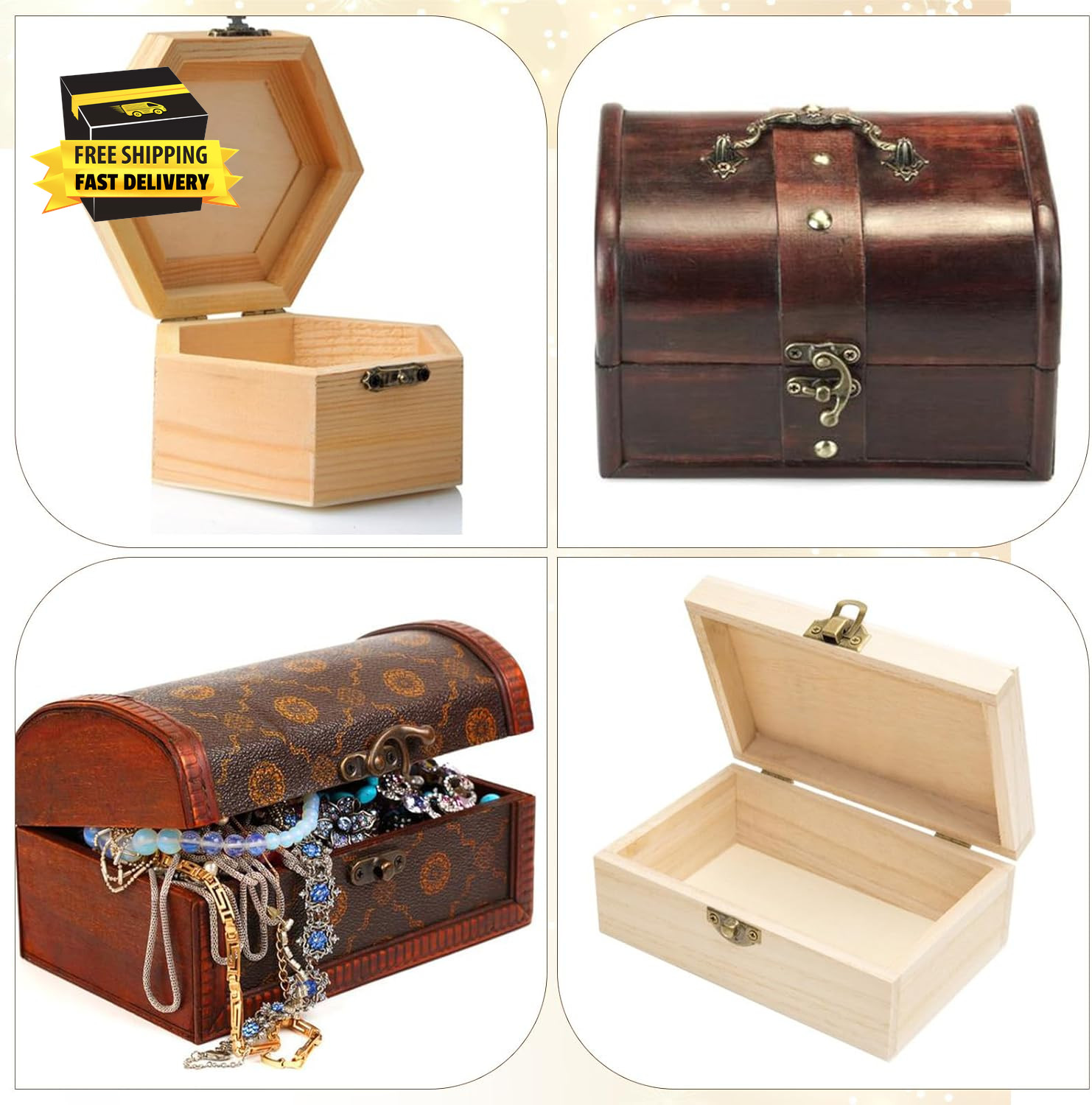 12 PCS Small Hinges with Screws Small Hinges for Wooden Box Retro Vintage Style