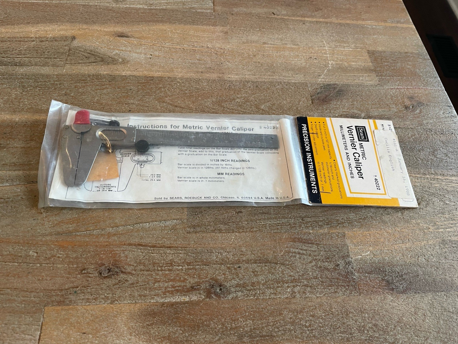 Vintage New Sealed Sears Companion 9-40222 Metric Vernier Caliper Measuring Tool