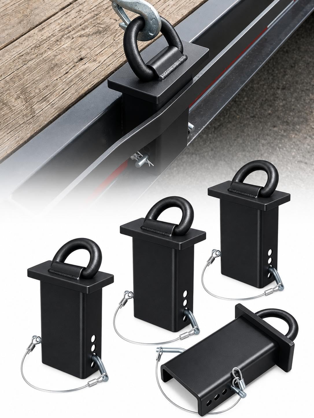 4/6/8 Pack 18000lbs Removable d-Ring Stake Pocket Tie Down for Utility Trailers