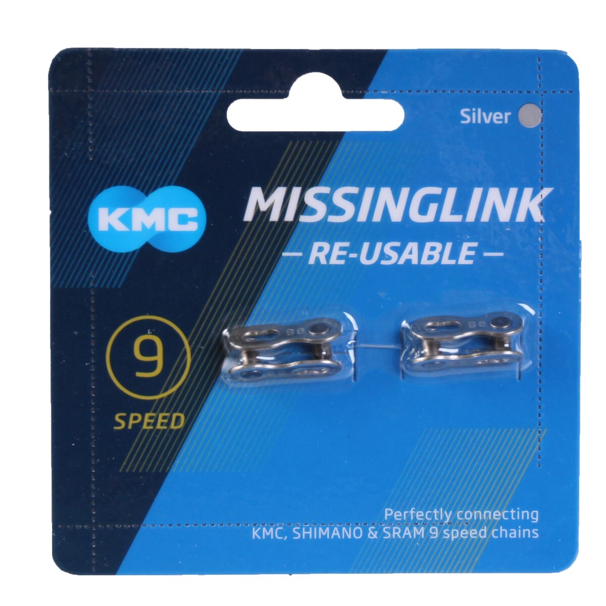 KMC MissingLink 9 Chain Connecting Link 9-Speed Silver 6.6mm - Card of 2