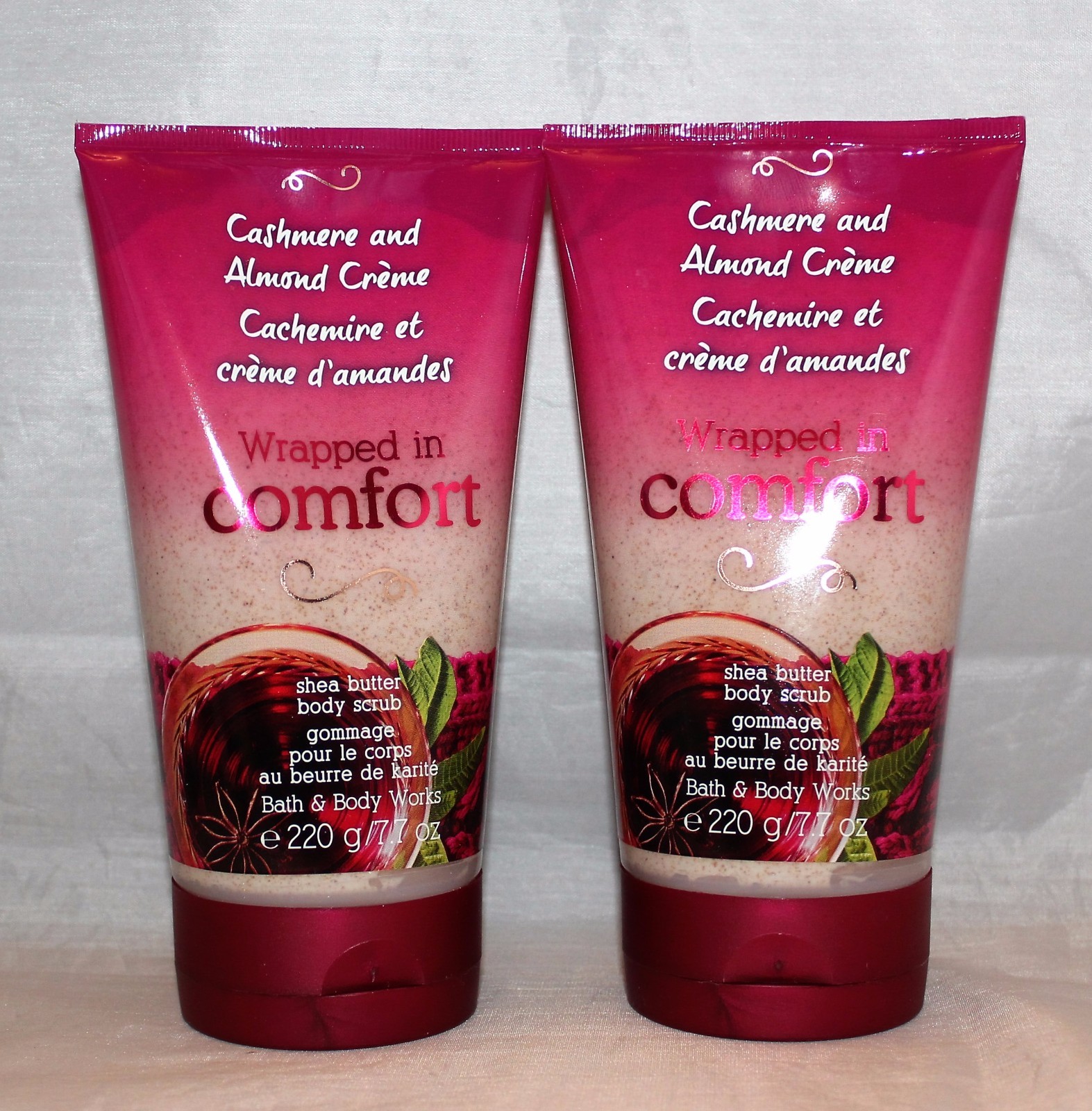 2 Bath & Body Works Wrapped in Comfort Cashmere & Almond Cream Shea Body Scrub