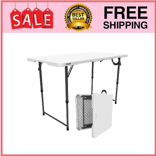 Lifetime 4 Foot Fold-in-Half Adjustable Height Table, Indoor/Outdoor Essential