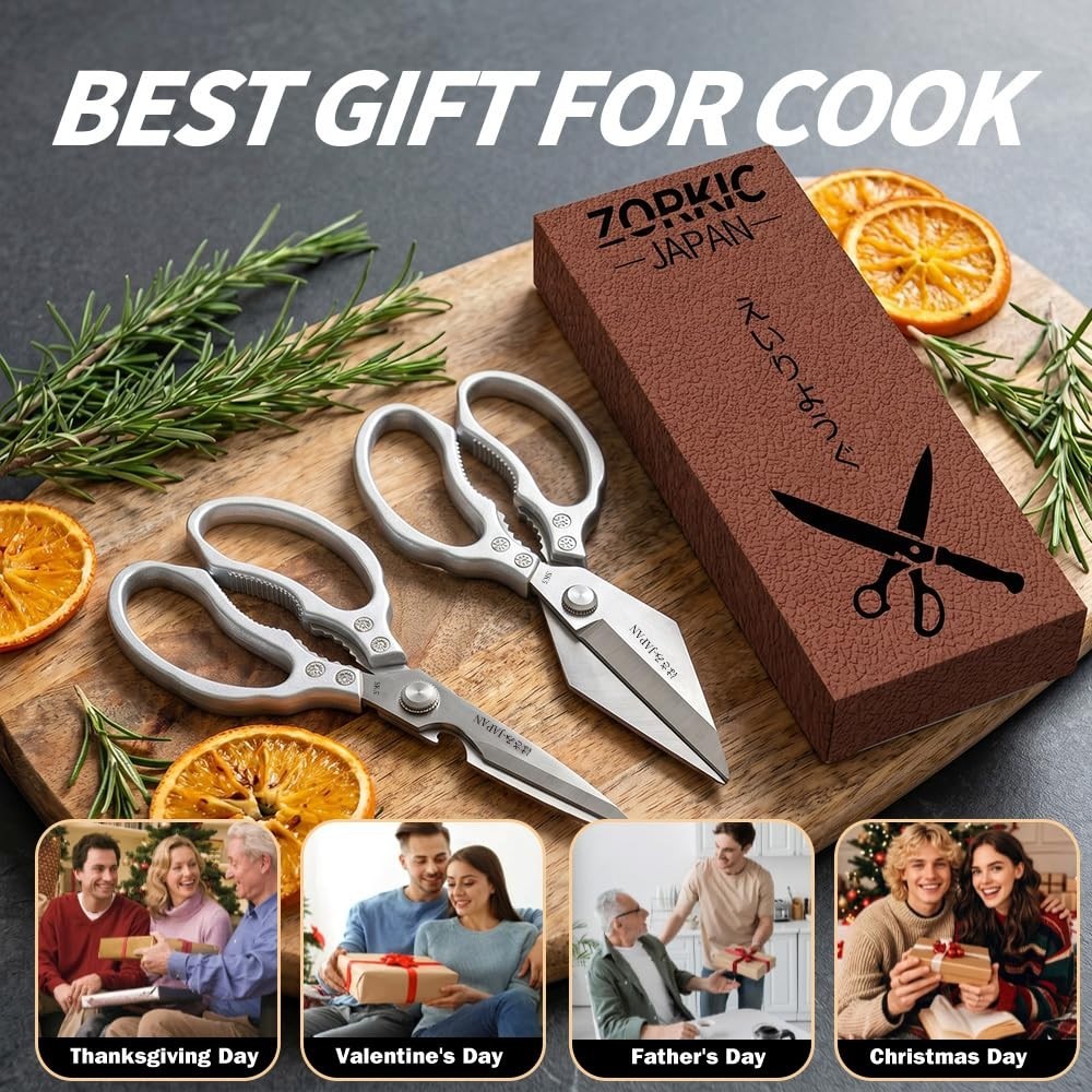 Heavy Duty Kitchen Scissors Set - Sharp Meat & Poultry Shears, Dishwasher Safe,