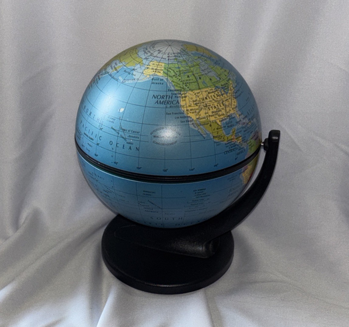 Desktop Rotating Replogle World Globe 6” x 4" Dual Direction Spin