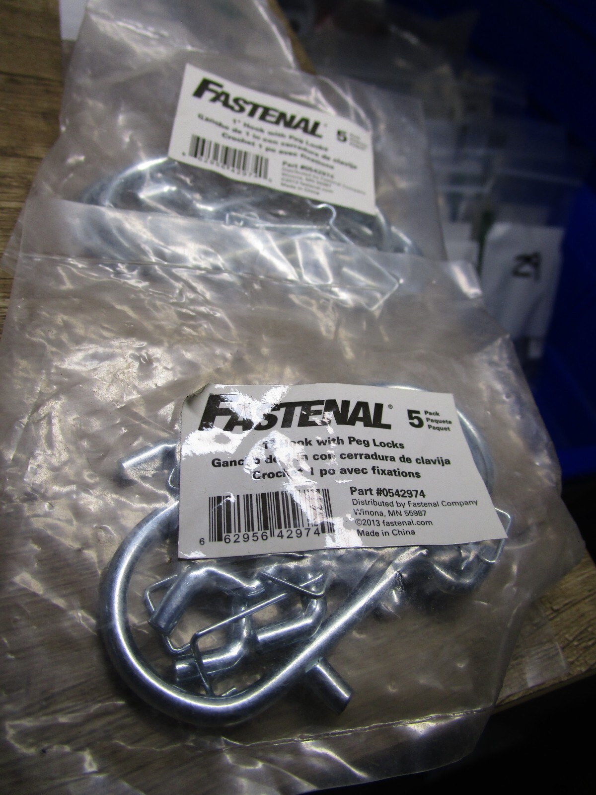(10) 1" Fastenal Zinc Steel Pegboard Hook with Peg Locks