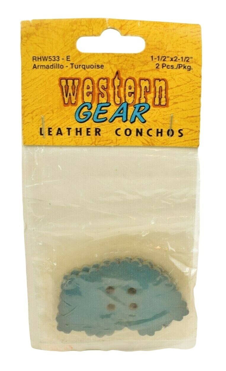 Vintage Western Gear Turquoise Armadillo Leather Conchos Craft Decoration
