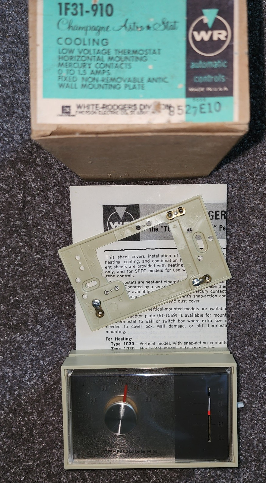 NEW White Rodgers Cooling Only horizontal mount Thermostat 1F31-910