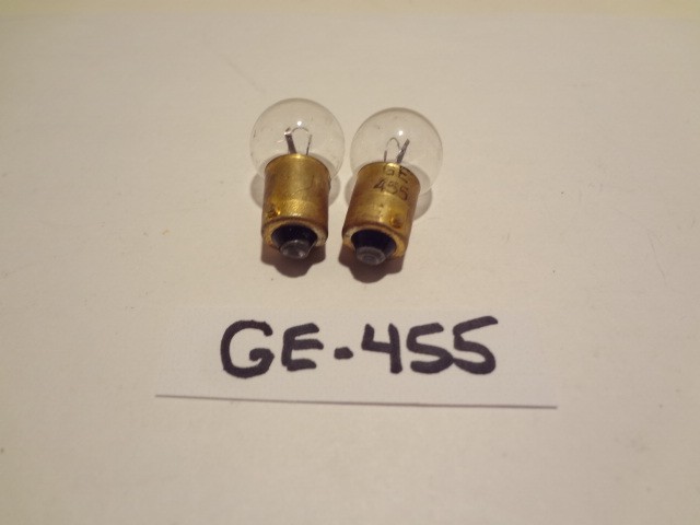GE  BULB #455 SINGLE CONTACT BAYONET BASE 6.5 VOLTS  3.25 WATT NEW LOT (2EA)