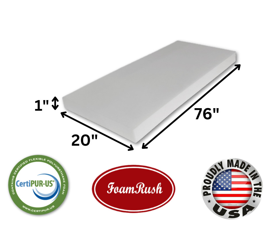 FoamRush 20" x 76" High Density Upholstery Foam Seat Cushion Replacement USA