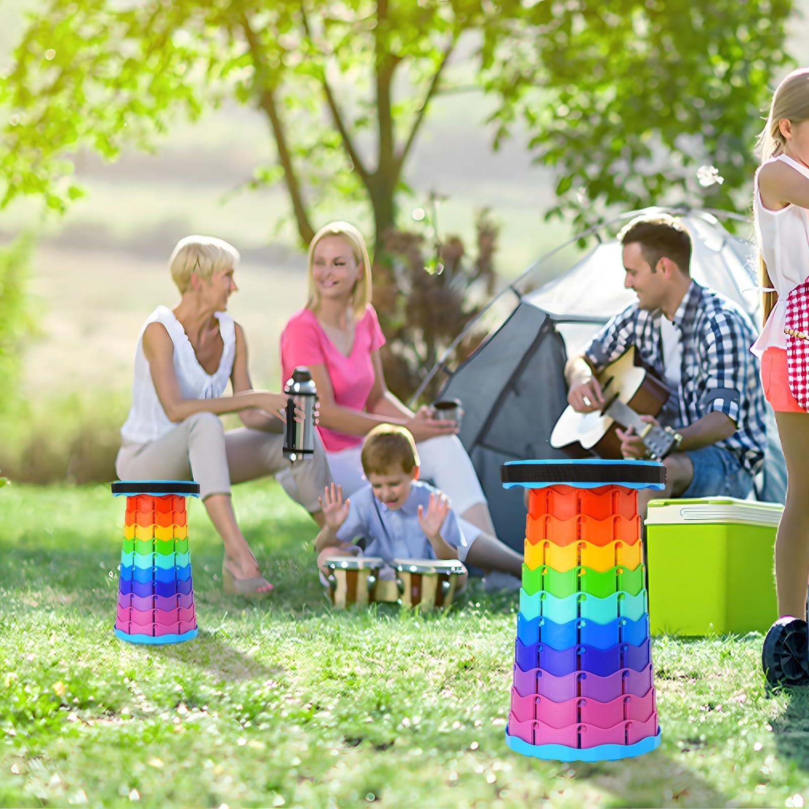 Upgraded Foldable Stool Thickened, Portable Collapsible Stool Retractable Sto...