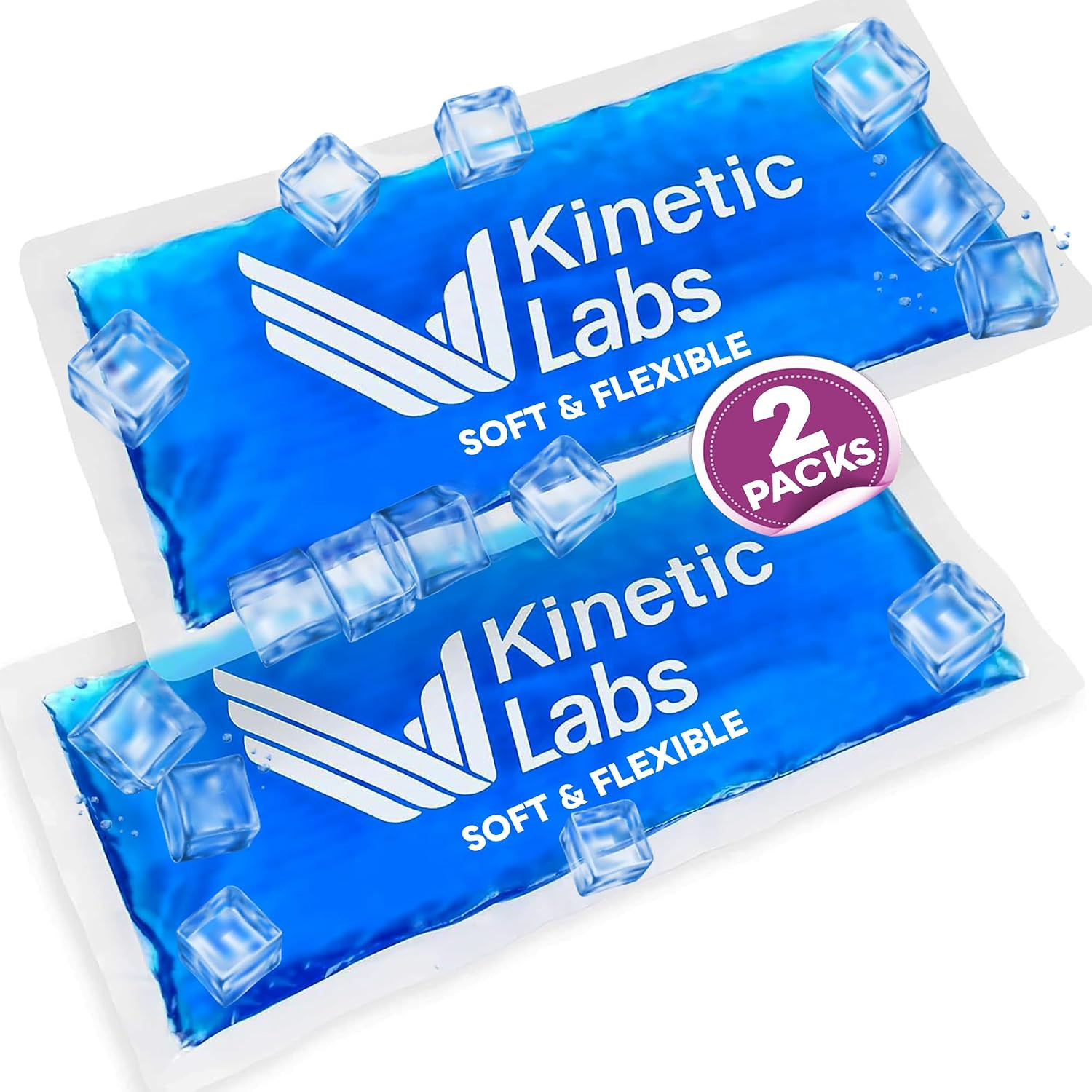 Ice Packs for Injuries Reusable (2 Pack) – Flexible Gel Ice Pack for Knee, Shoul