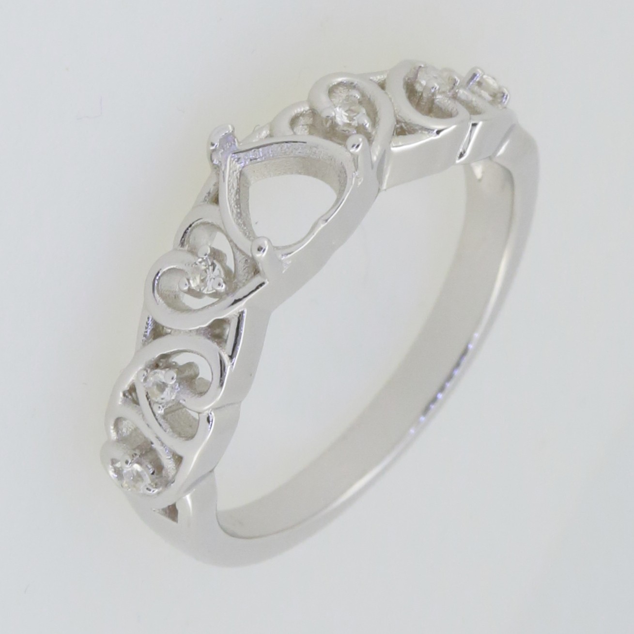 Sterling Silver Semi Mount Ring Setting Heart HT 5.5X5.5mm W Topaz or Moissanite