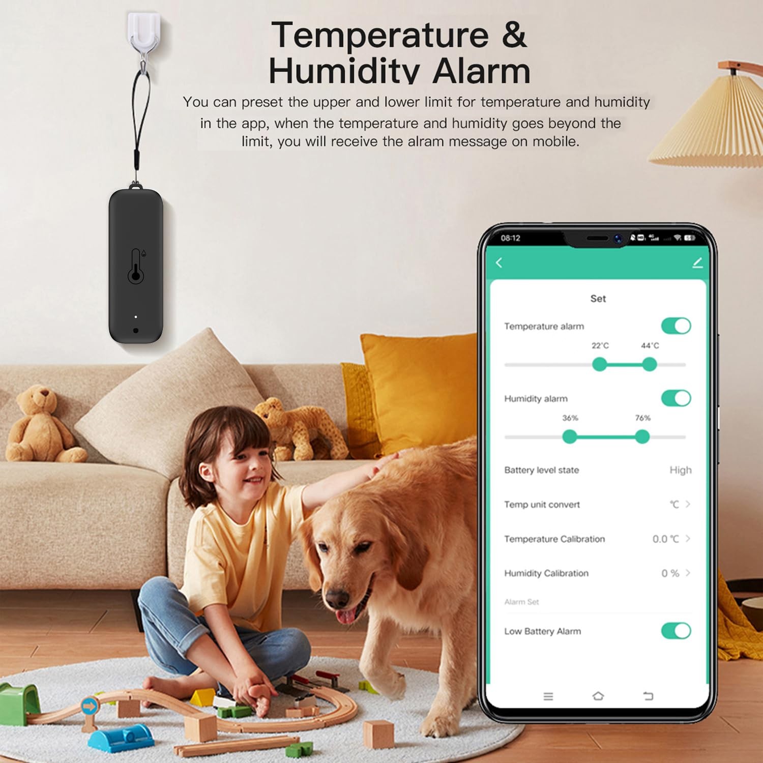 WiFi Thermometer Hygrometer: Smart Temperature Humidity Sensor with Black-1P