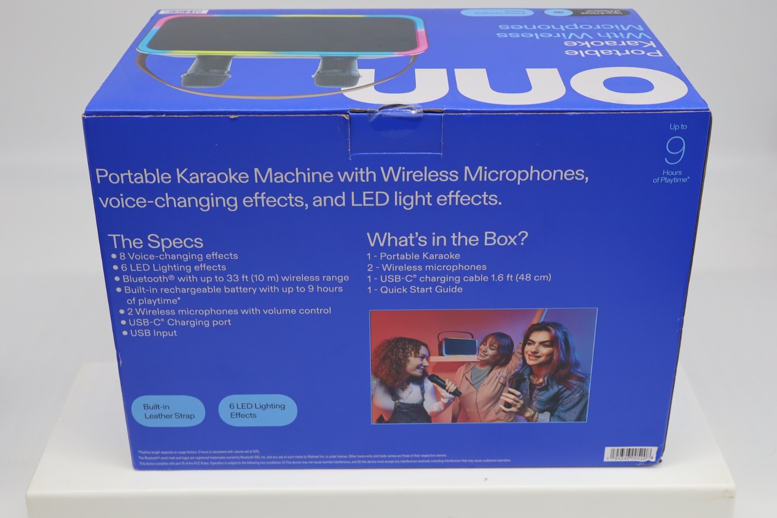 onn Portable Karaoke Machine Wireless Microphones Bluetooth LED Speaker New