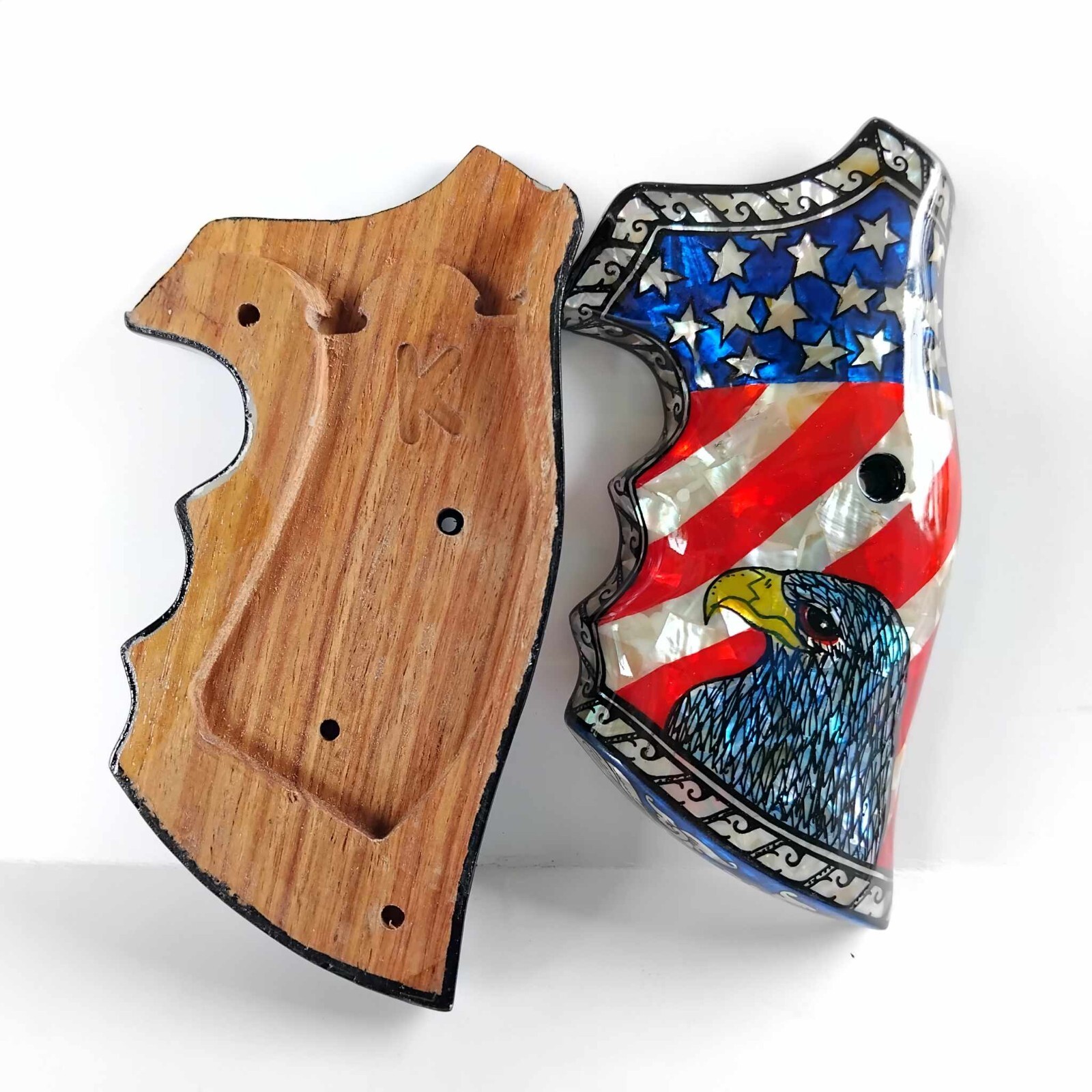 NEW Handcraft pistol grip for Smith&Wesson 686-4 J round butt WOOD inlaid pearl.