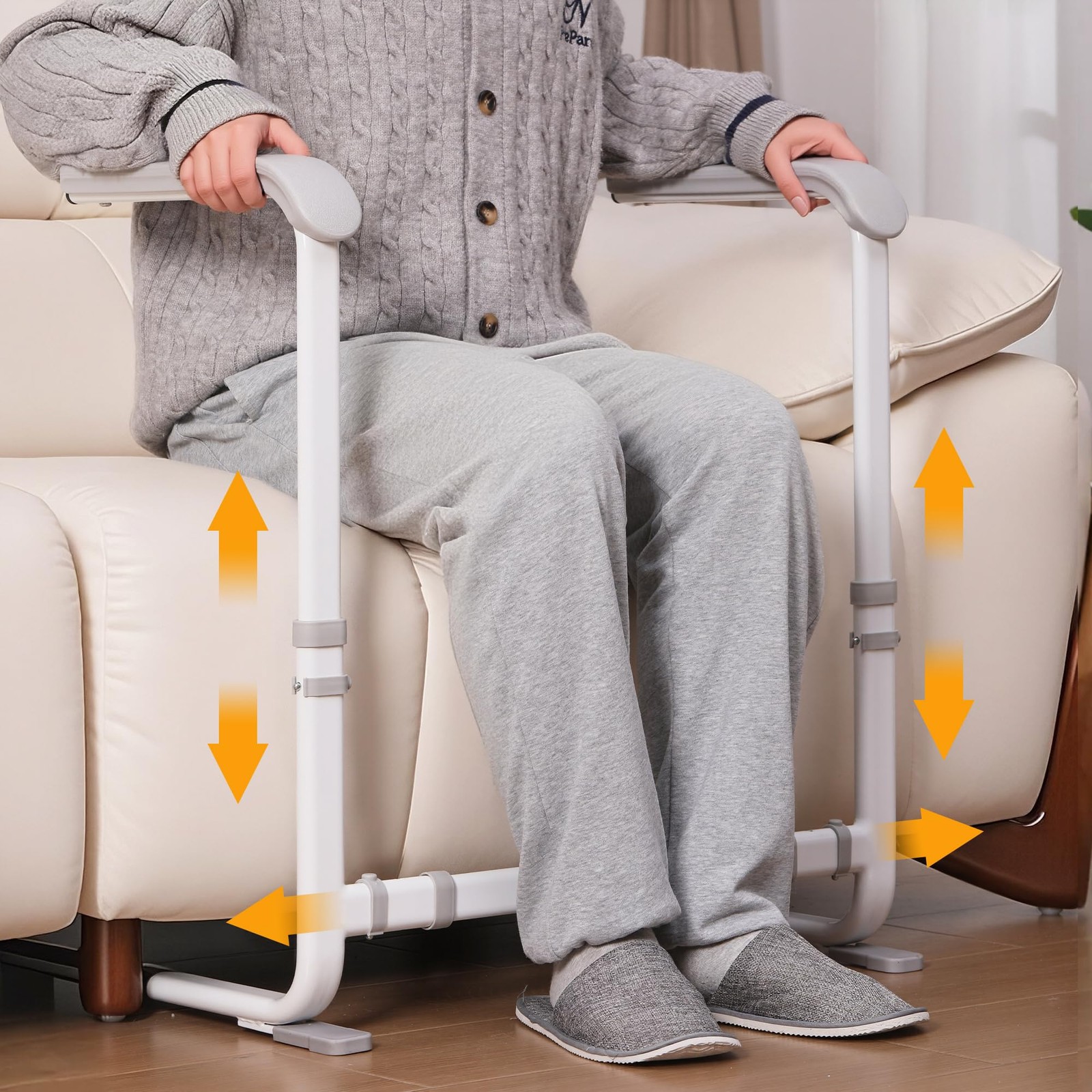 Couch Stand Assist with Handrails Width and Height Adjustable Aid for Elderly