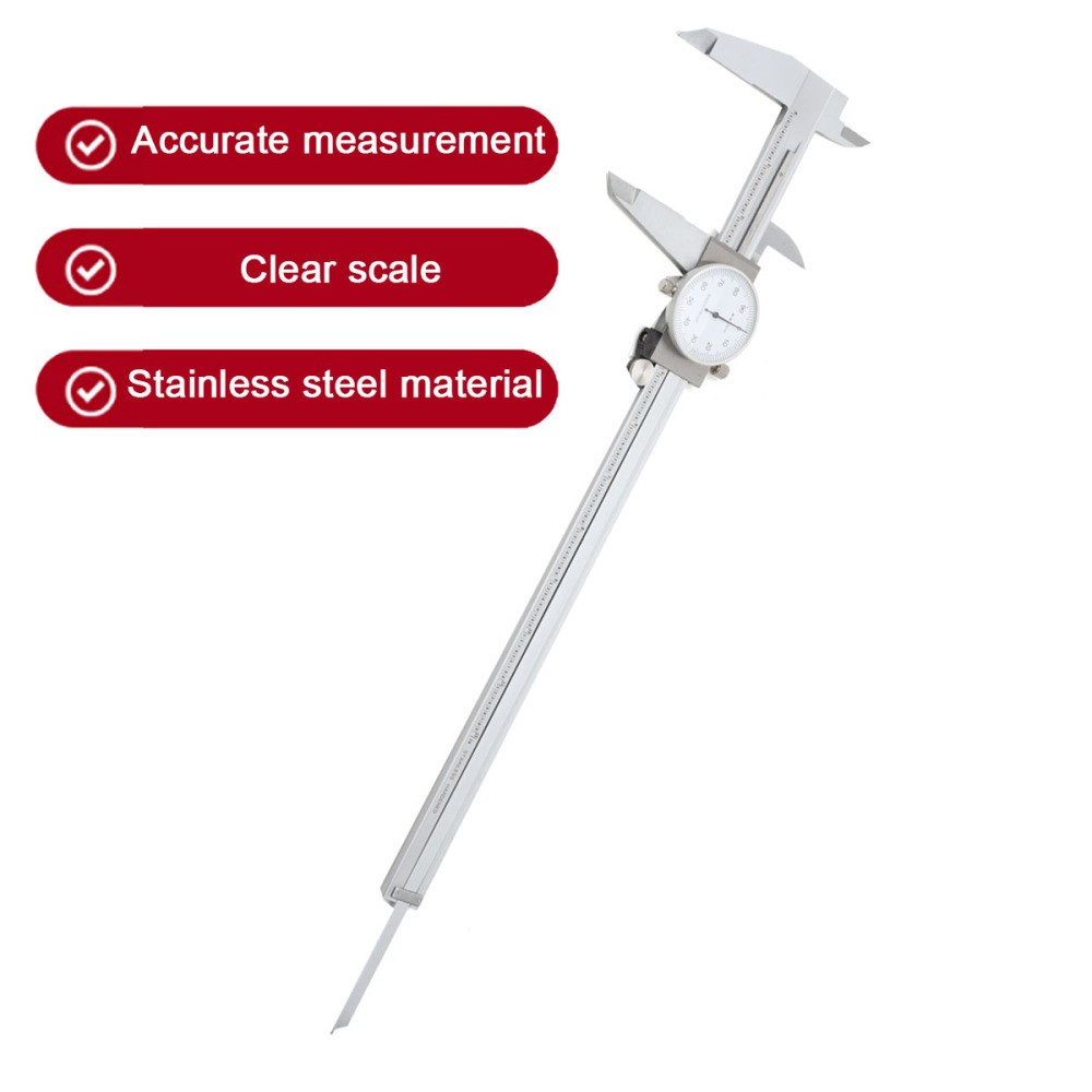 12'' Large Dial Caliper Shockproof Calipers Ruler Stainless Steel With Case