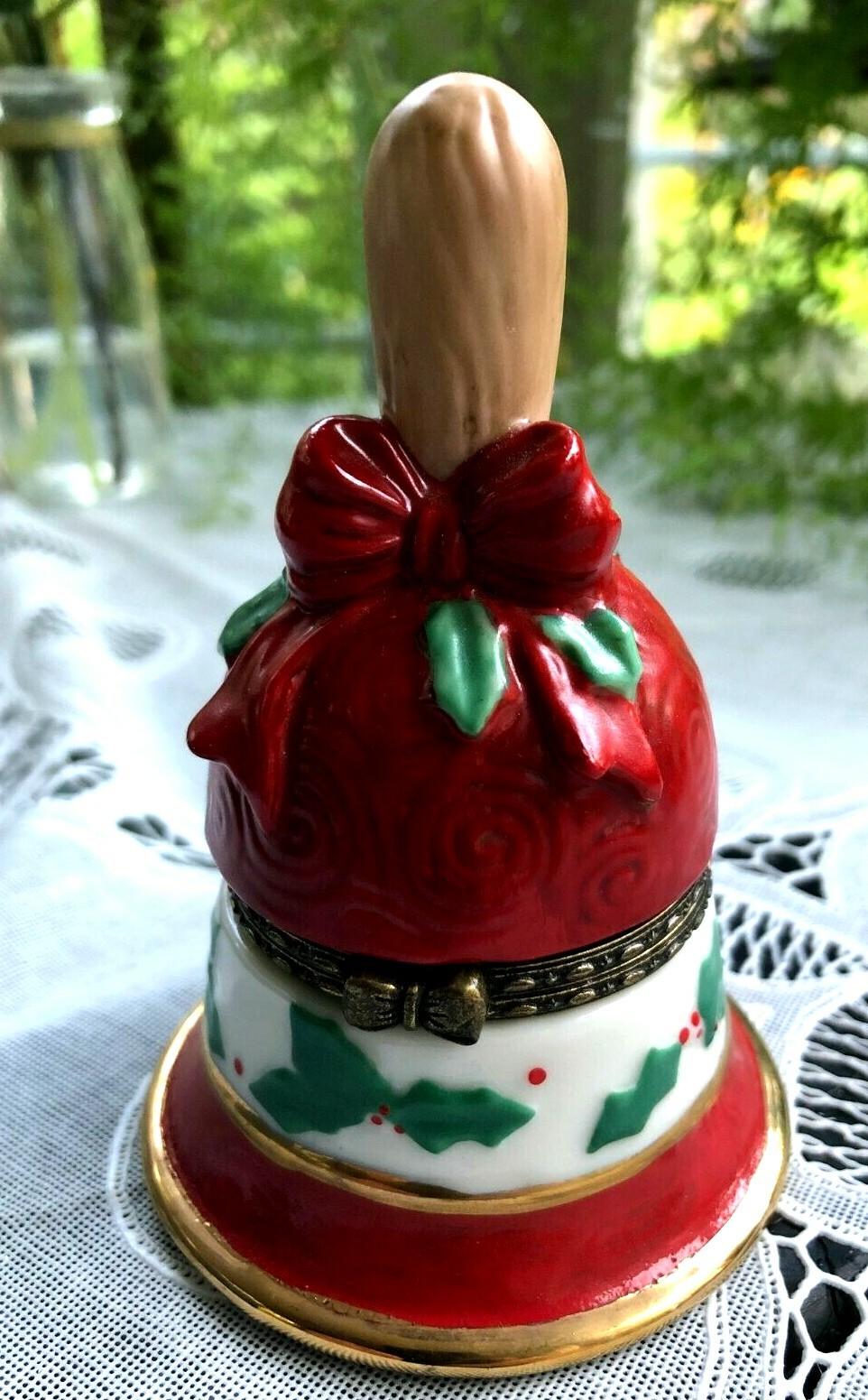 - PORCELAIN HINGED TRINKET BOX - CHRISTMAS BELL