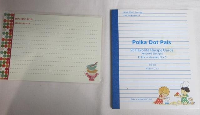 2 Pkgs. Vintage Recipe Cards 4" x 6" And Double 3" x 5" Sizes