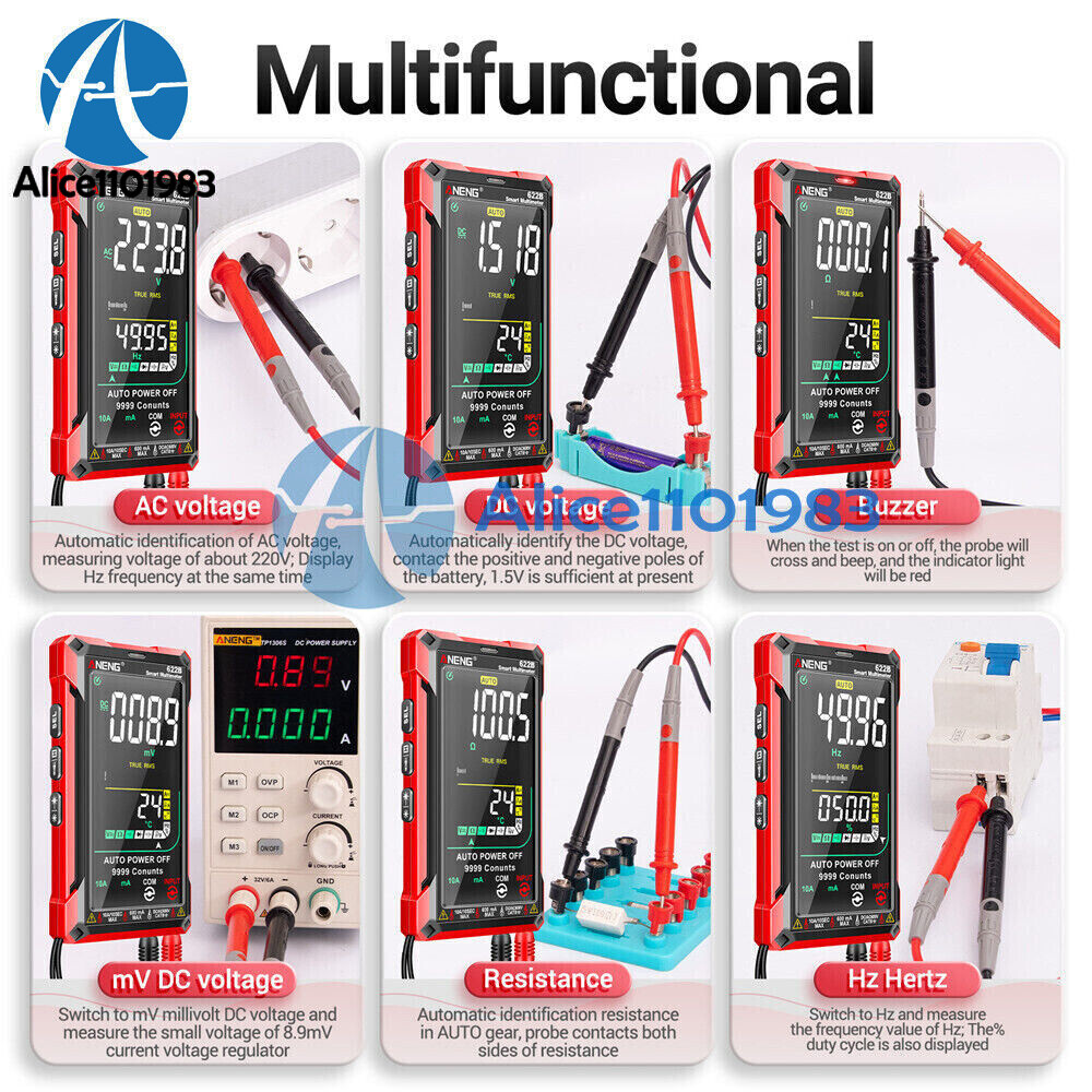 ANENG 622B Digital Smart Multimeter Auto Range DC/AC Meter infrared Laser Lamp