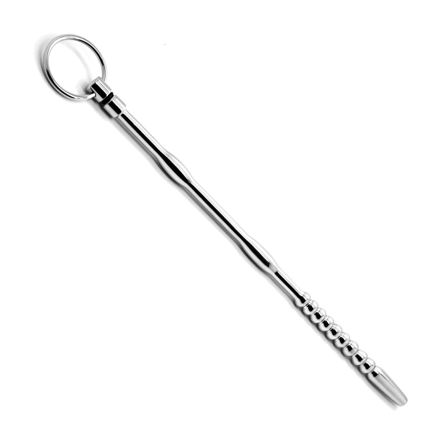 Ribbed-Sphere Urethral Probe, Surgical Steel Male Urethral Sounding Penis Plug