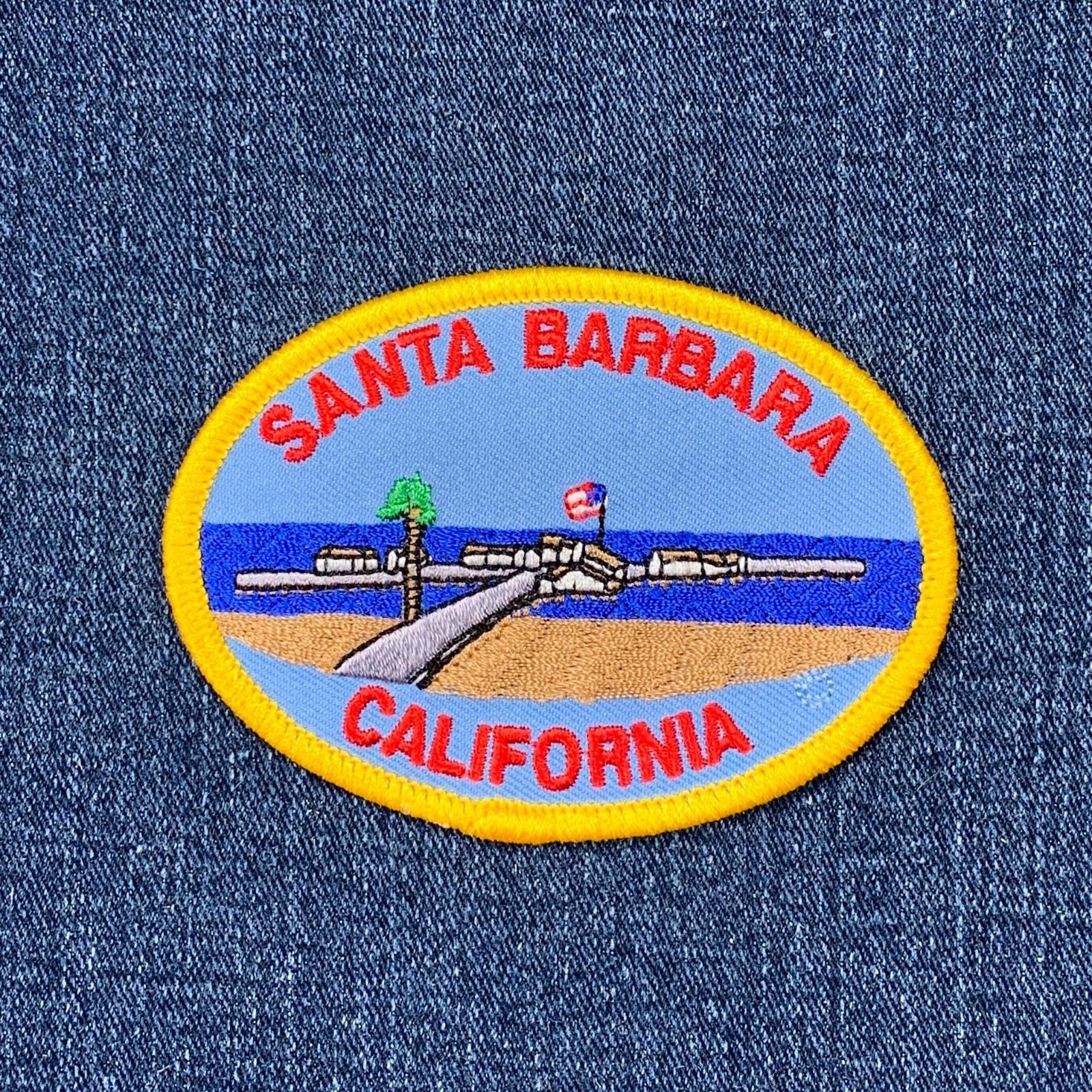 Santa Barbara Patch - Embroidered California Beach & Pier Badge 3.5" (Iron On)
