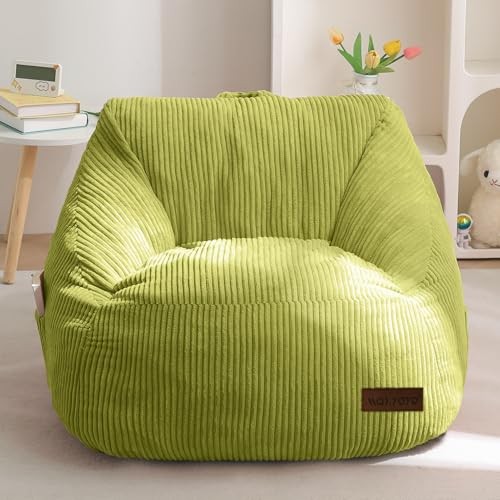 Kids Bean Bag Chair, Bean Bag Couch with Handle, Comfy Toddler Standard Green